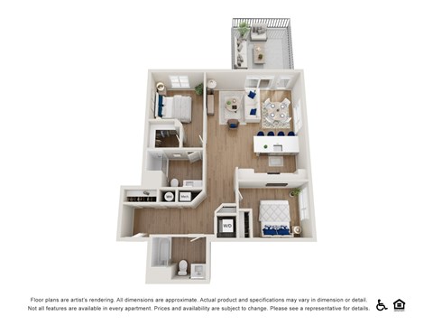 A floor plan of an apartment with a kitchen, living room, and bathroom.